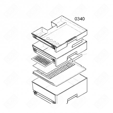 TIROIR SUPÉRIEUR REPÈRE 0340 (PARTIE CONGÉLATEUR) FRIGO, RÉFRIGÉRATEUR, CONGÉLATEUR - 00705233, 705233
