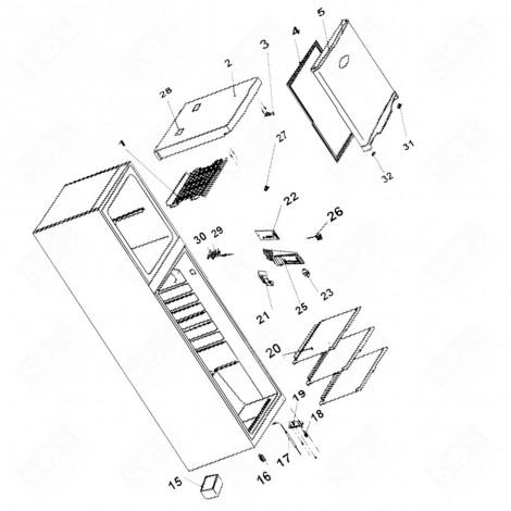 PLATINE LED REPÈRE 22 FRIGO, RÉFRIGÉRATEUR, CONGÉLATEUR - 1058302, 53040791