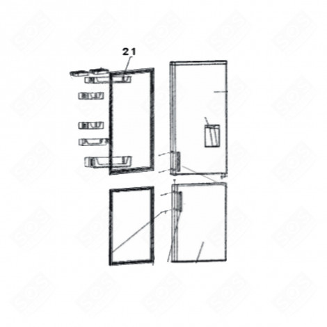 BALCONNET SUPÉRIEUR REPÈRE 21 (PARTIE RÉFRIGÉRATEUR) FRIGO, RÉFRIGÉRATEUR, CONGÉLATEUR - 1072662, 12040365 