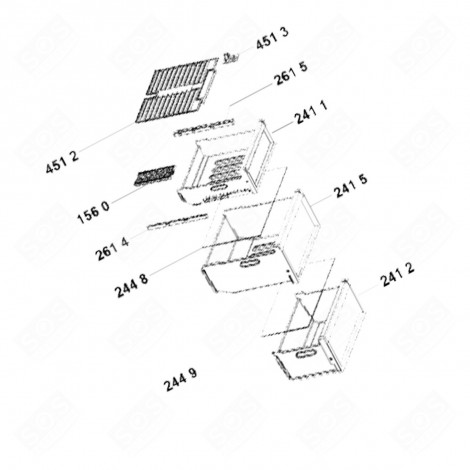 TIROIR SUPÉRIEUR REPÈRE 241 1    -   420X425X165 MM FRIGO, RÉFRIGÉRATEUR, CONGÉLATEUR - C00568140, 488000568140