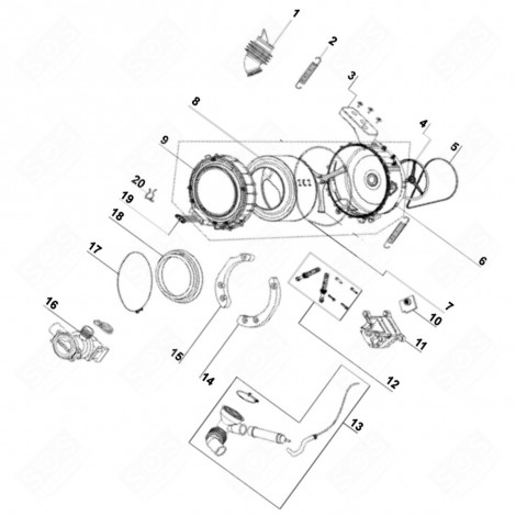 CHARNIÈRE DE PORTE (REPÈRE 17) MACHINE À LAVER, LAVE-LINGE - 1067357, 34010645