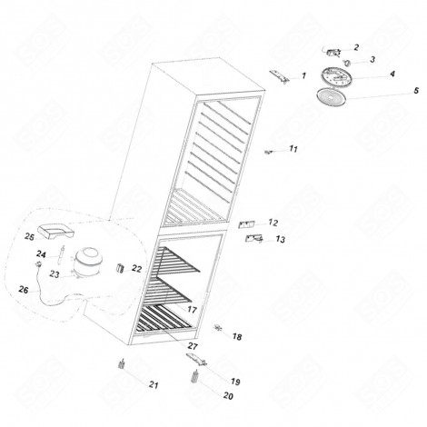 CHARNIÈRE SUPÉRIEURE DROITE (REPÈRE N°1) FRIGO, RÉFRIGÉRATEUR, CONGÉLATEUR - 1058841, 53040240