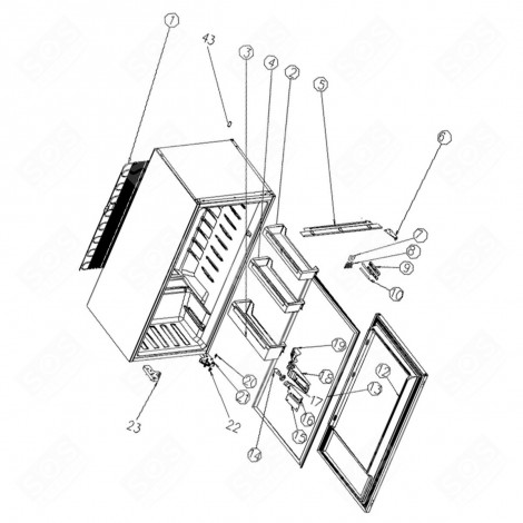 CACHE GUIDE (REPÈRE N°7) FRIGO, RÉFRIGÉRATEUR, CONGÉLATEUR - 1057835, 53041258