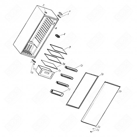 JOINT DE PORTE (REPÈRE N°18) FRIGO, RÉFRIGÉRATEUR, CONGÉLATEUR - 1069854, 18040230