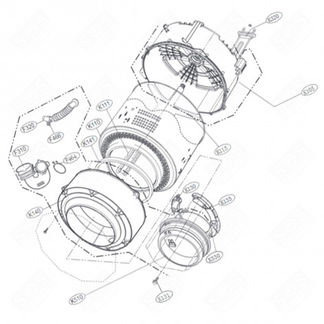 DEMI CUVE AVANT REPÈRE K140 MACHINE À LAVER, LAVE-LINGE - ACQ85637102