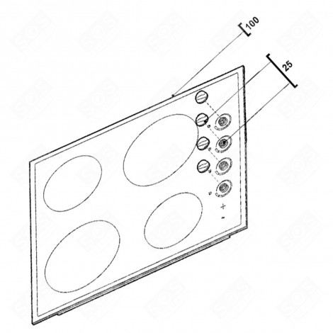 DESSUS EN VERRE REPÈRE 100 PLAQUE DE CUISSON - 0SPP0804