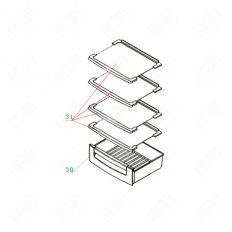 BAC A LEGUMES (REPÈRE 30) FRIGO, RÉFRIGÉRATEUR, CONGÉLATEUR - FR001218